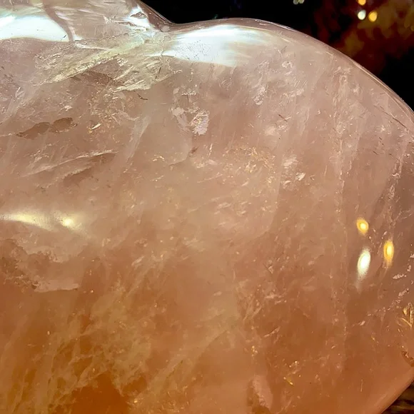 Huge Rose Quartz Crystal Heart Carving With Flash And Rainbows! - Picture 9 of 12